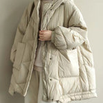 Trendy Beige Stand Collar Warm Winter Duck Down Coat