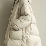 Trendy Beige Stand Collar Warm Winter Duck Down Coat