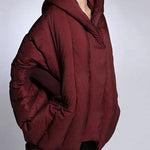 Trendy Mulberry hooded zippered Cloak Sleeves Winter Duck Down coat