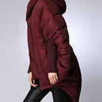 Trendy Mulberry hooded zippered Cloak Sleeves Winter Duck Down coat
