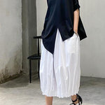 Unique black cotton clothes o neck asymmetric summer shirt