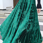 Vintage Green Casual Velour Skirts Winter