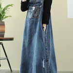 Vivid denim blue tunic dress Slash neck Hole Maxi Dress