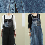 Vivid denim blue tunic dress Slash neck Hole Maxi Dress