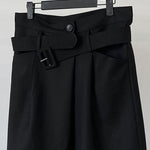 Dark Belt Cropped Wide Leg Pants