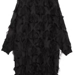 Elegant black lace dresses oversized lace gown women tassel dresses