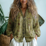 Avonrose™ | Botanical Floral Relaxed Button-Down Blouse
