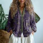 Avonrose™ | Botanical Floral Relaxed Button-Down Blouse