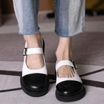 White Faux Leather Fashion Splicing Flat Feet Shoes