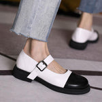 White Faux Leather Fashion Splicing Flat Feet Shoes
