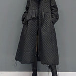Women Black Hooded Pockets Fine Cotton Filled Witner Coat Winter