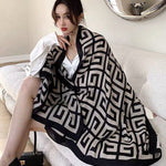 Women Black Maze Print Fine Cotton Scarf