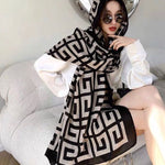 Women Black Maze Print Fine Cotton Scarf