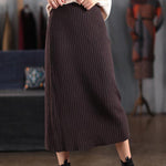 Women Chocolate Dresses Elastic Waist Patchwork Robes Spring Skirt