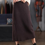 Women Chocolate Dresses Elastic Waist Patchwork Robes Spring Skirt