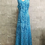 Women Khaki V Neck Patchwork Print Party Long Dress Sleeveless