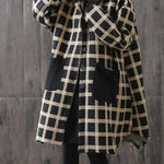 Women Plaid Pockets Button Fall Thick Hoodies Outwear Long sleeve