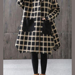 Women Plaid Pockets Button Fall Thick Hoodies Outwear Long sleeve