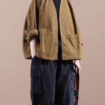 Women V Neck Fine Spring Coat Chocolate Daily Coats