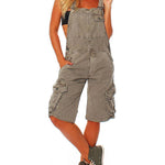 Women's Denim Cargo Overall Shorts