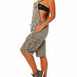 Women's Denim Cargo Overall Shorts
