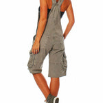 Women's Denim Cargo Overall Shorts