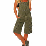 Women's Denim Cargo Overall Shorts
