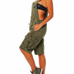 Women's Denim Cargo Overall Shorts