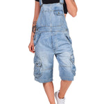 Women's Denim Cargo Overall Shorts
