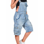 Women's Denim Cargo Overall Shorts