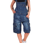 Women's Denim Cargo Overall Shorts