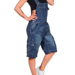 Women's Denim Cargo Overall Shorts