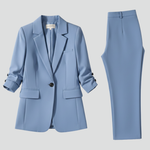 Women’s Blazer Set with Notched Lapel and Straight-Leg Trousers