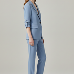Women’s Blazer Set with Notched Lapel and Straight-Leg Trousers