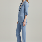 Women’s Blazer Set with Notched Lapel and Straight-Leg Trousers
