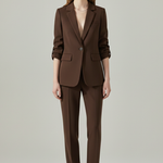 Women’s Blazer Set with Notched Lapel and Straight-Leg Trousers