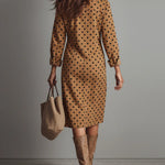 Polka Dot Faux Suede Shirt Midi Dress