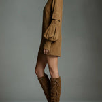 Vivian | Oversized Faux Suede Turtleneck Mini Dress