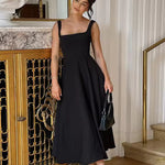 Chloe Harrington | Elegant Black Midi Formal Dress For Women