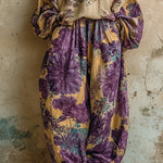 Bohemian Floral Print Loose V-neck Top And Wide-leg Pants Set