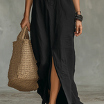 Alessia | Soft Black Maxi Dress with Buttons