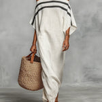 Naiara | Striped Linen Off-the-Shoulder Maxi Dress