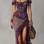 Savannah | Purple Floral Leopard Print Maxi Dress