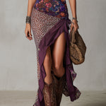 Savannah | Purple Floral Leopard Print Maxi Dress