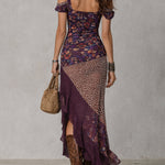 Savannah | Purple Floral Leopard Print Maxi Dress
