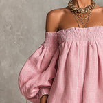 Whitney | Off-Shoulder Lantern-Sleeve Mini Dress