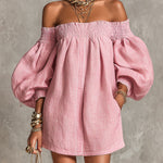 Whitney | Off-Shoulder Lantern-Sleeve Mini Dress