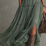 Ava | Gathered V-Neck Maxi Dress for Women