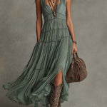 Ava | Gathered V-Neck Maxi Dress for Women