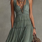Ava | Gathered V-Neck Maxi Dress for Women